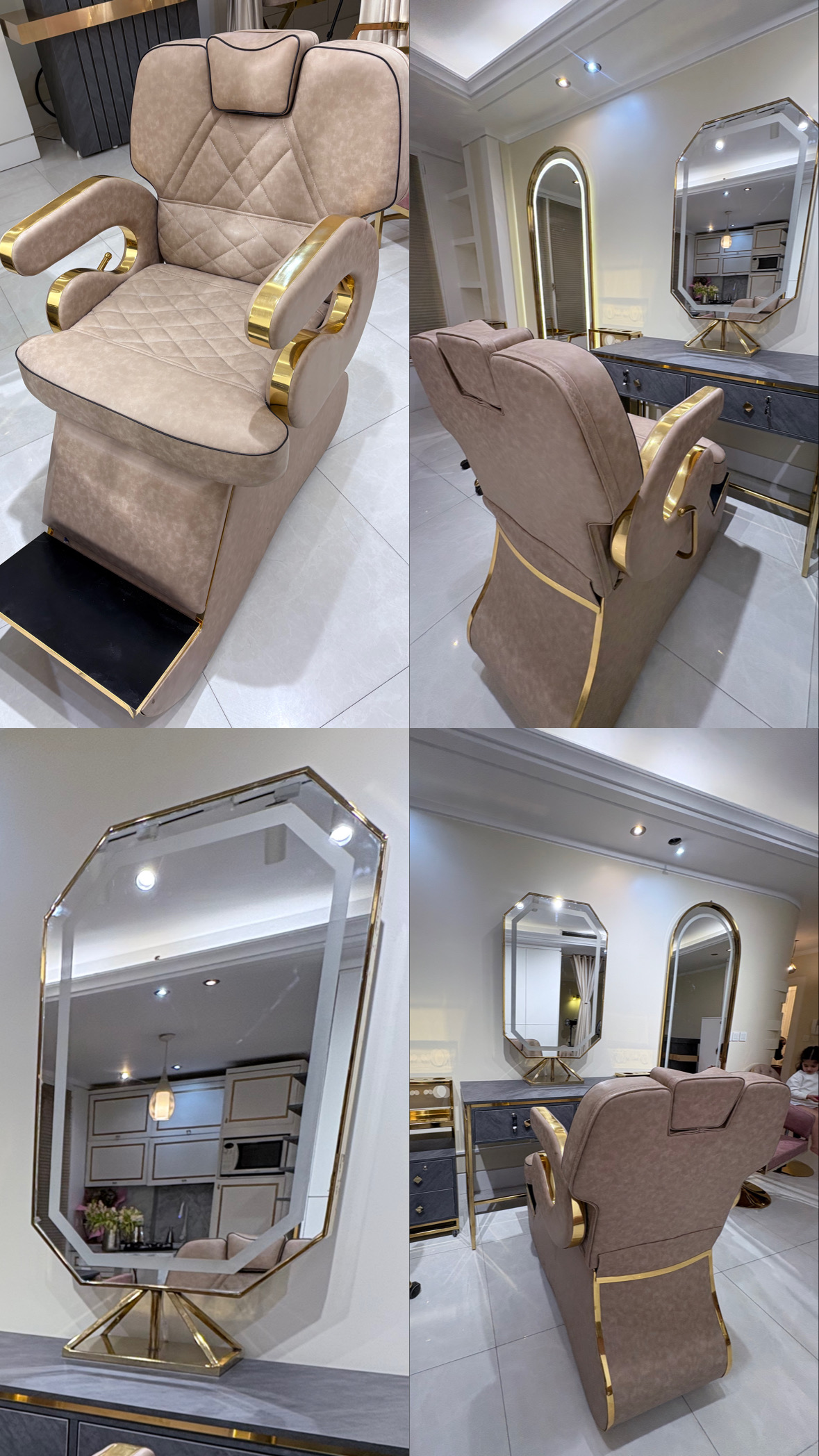 ست لوکس میز و اینه میکاپ + صندلی‌ میکاپ (دو عدد)